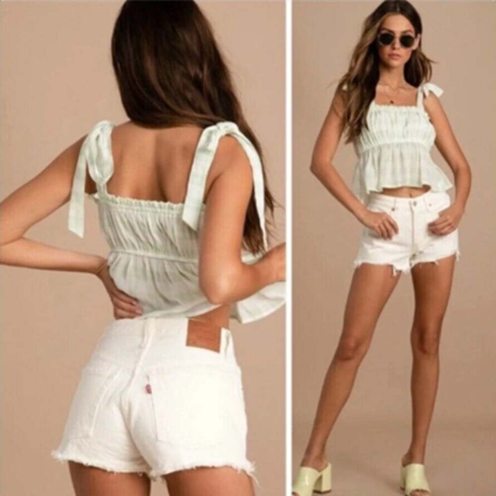 Levi's 501 Jean Shorts Button Fly Cutoff White Women's 32 Boho Festival Beach